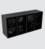 Aluminium Black Profile 4 Grey Tinted Glass handless shutters Wall Cabinet in Slate Grey Finish