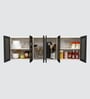 Aluminium Black Profile 6 Brown Tinted Glass handless shutters Wall Cabinet in Highland Pine Finish