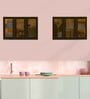 Aluminium Black Profile 6 Brown Tinted Glass handless shutters Wall Cabinet in Highland Pine Finish