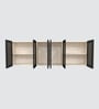 Aluminium Black Profile 6 Brown Tinted Glass handless shutters Wall Cabinet in Highland Pine Finish