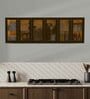 Aluminium Black Profile 6 Brown Tinted Glass handless shutters Wall Cabinet in Highland Pine Finish