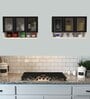 Aluminium Black Profile 6 Fluted Glass handless shutter with Space Organizer in Highland Pine Finish