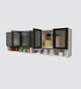 Aluminium Black Profile 6 Fluted Glass handless shutter with Space Organizer in Highland Pine Finish
