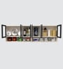 Aluminium Black Profile 6 Fluted Glass handless shutter with Space Organizer in Highland Pine Finish