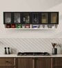 Aluminium Black Profile 6 Fluted Glass handless shutter with Space Organizer in Highland Pine Finish