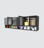Aluminium Black Profile 6 Fluted Glass handless shutter with Space Organizer in Slate Grey Finish