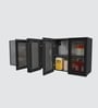 Aluminium Black Profile 6 Fluted Glass handless shutters Wall Cabinet in Slate Grey Finish