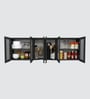 Aluminium Black Profile 6 Fluted Glass handless shutters Wall Cabinet in Slate Grey Finish