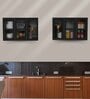 Aluminium Black Profile 6 Fluted Glass handless shutters Wall Cabinet in Slate Grey Finish