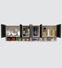 Aluminium Black Profile 6 Grey Tinted Glass handless shutter with Space Organizer in Highland Pine Finish