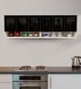 Aluminium Black Profile 6 Grey Tinted Glass handless shutter with Space Organizer in Highland Pine Finish
