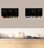 Aluminium Black Profile 6 Grey Tinted Glass handless shutter with Space Organizer in Highland Pine Finish