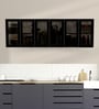 Aluminium Black Profile 6 Grey Tinted Glass handless shutters Wall Cabinet in Highland Pine Finish
