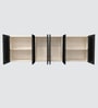 Aluminium Black Profile 6 Grey Tinted Glass handless shutters Wall Cabinet in Highland Pine Finish