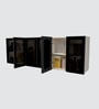 Aluminium Black Profile 6 Grey Tinted Glass handless shutters Wall Cabinet in Highland Pine Finish