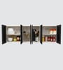 Aluminium Black Profile 6 Grey Tinted Glass handless shutters Wall Cabinet in Highland Pine Finish