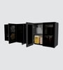 Aluminium Black Profile 6 Grey Tinted Glass handless shutters Wall Cabinet in Slate Grey Finish
