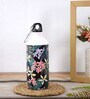 Aluminium Sipper Water Bottle With Black & Green Floral Print 600Ml