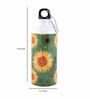 Aluminium Sipper Water Bottle With Green & Yellow Sunflower Print 600Ml