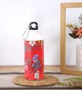 Aluminium Sipper Water Bottle With Red Floral Print 600Ml