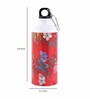 Aluminium Sipper Water Bottle With Red Floral Print 600Ml