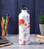 Aluminium Sipper Water Bottle With White & Red Floral Print 750Ml