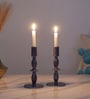 Aluminum Blue Resin Candle Stands Set of 2