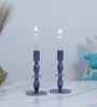Aluminum Blue Resin Candle Stands Set of 2