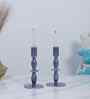 Aluminum Blue Resin Candle Stands Set of 2