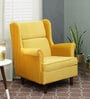 Alvarez Velvet Wing Chair In Velvet Mustard Yellow Colour