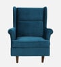 Alvarez Velvet Wing Chair In Velvet Teal Blue Colour