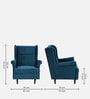 Alvarez Velvet Wing Chair In Velvet Teal Blue Colour