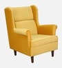 Alvarez Velvet Wing Chair In Velvet Mustard Yellow Colour