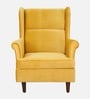 Alvarez Velvet Wing Chair In Velvet Mustard Yellow Colour
