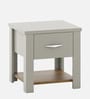 Alvaro Bedside Table In Natural Teak Finish With Drawer