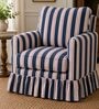 Alvaro 1 Seater Sofa With Teak Wood  And Suede Fabric In Blue colour