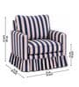 Alvaro 1 Seater Sofa With Teak Wood  And Suede Fabric In Blue colour