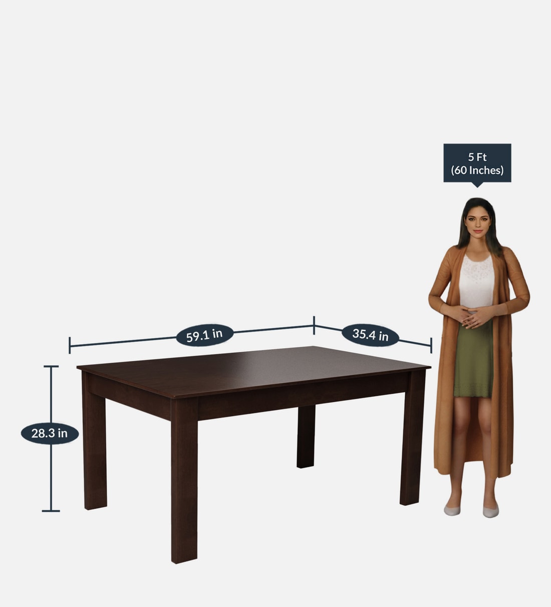 Buy Amanda 6 Seater Dining Table In Cappuccino & Beige Finish By