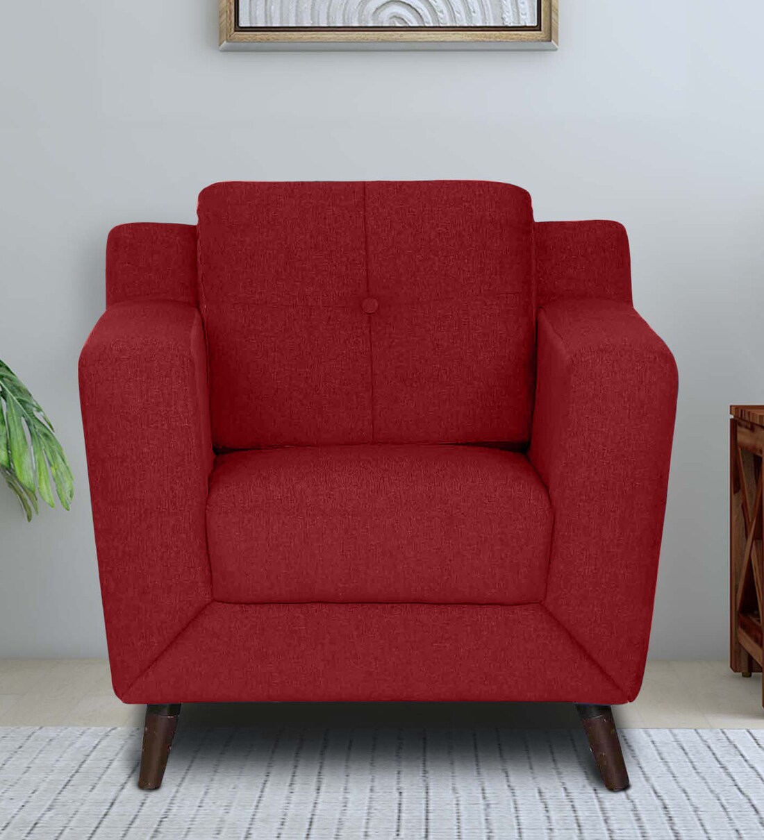 Buy Amanda Velvet 1 Seater Sofa In Red Colour at 19 OFF by