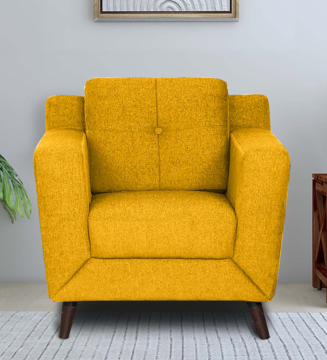 Buy Amanda Velvet 1 Seater Sofa in Yellow Colour at 19 OFF by