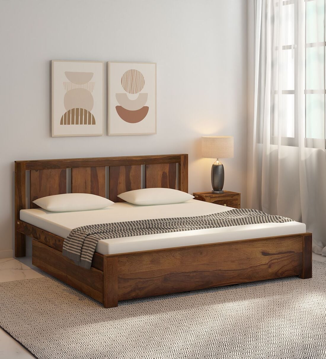 Buy Amarillo Sheesham Wood King Size Bed In Scratch Resistant