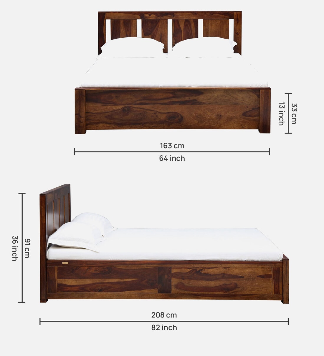 Buy Amarillo Sheesham Wood Queen Size Bed In Provincial Teak Finish