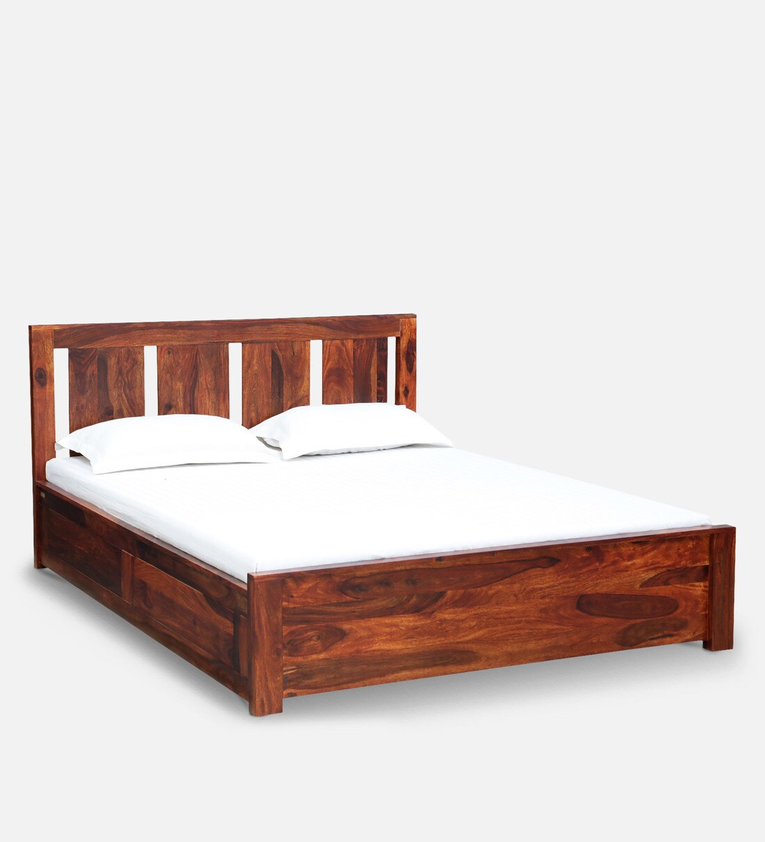 Buy Amarillo Solid Wood Queen Size Bed With Box Storage In Honey Oak