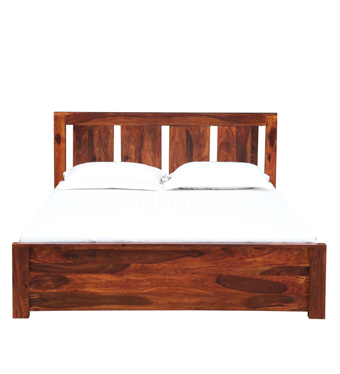 Buy Amarillo Solid Wood Queen Size Bed With Box Storage In Honey Oak