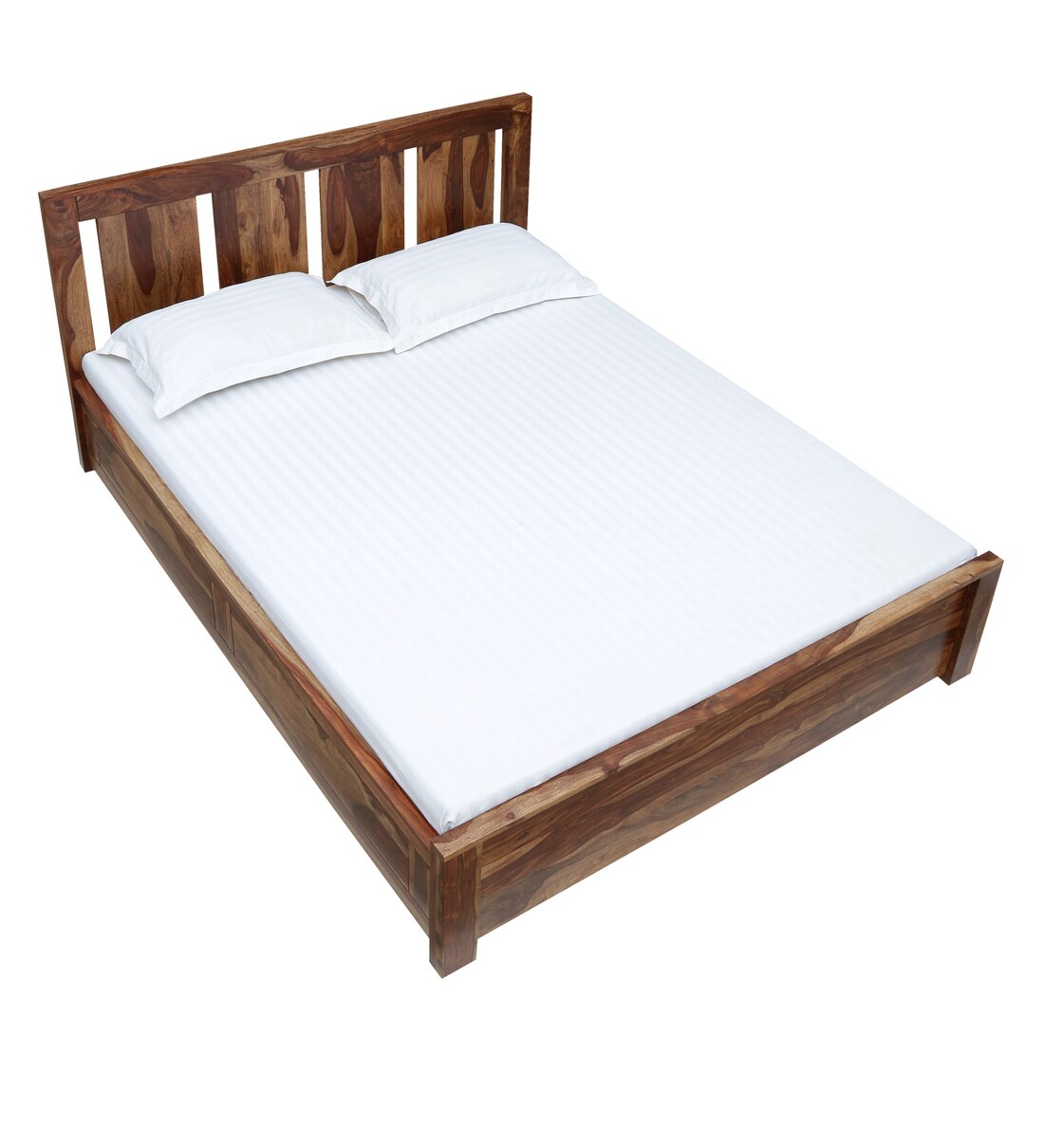 Buy Amarillo Solid Wood Queen Size Bed With Box Storage In Rustic Teak