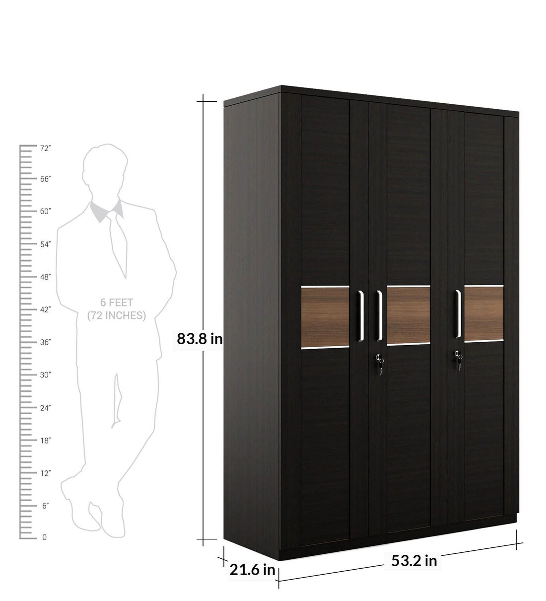 Buy Amazon 3 Door Wardrobe in Wenge Finish by Spacewood Online 3 Door