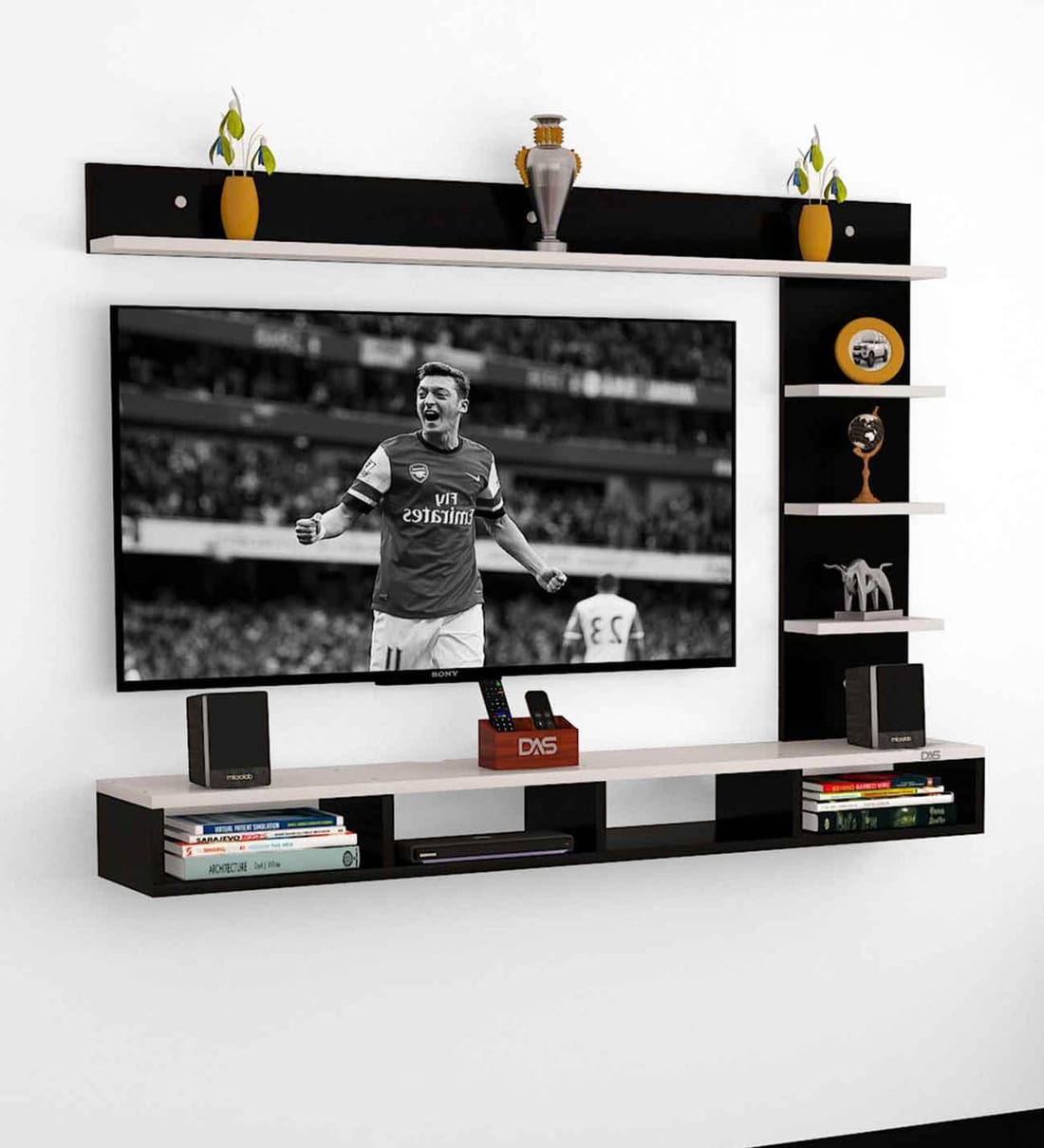 Buy Ambience TV Unit in Black & Frosty White Finish at 54 OFF by Das