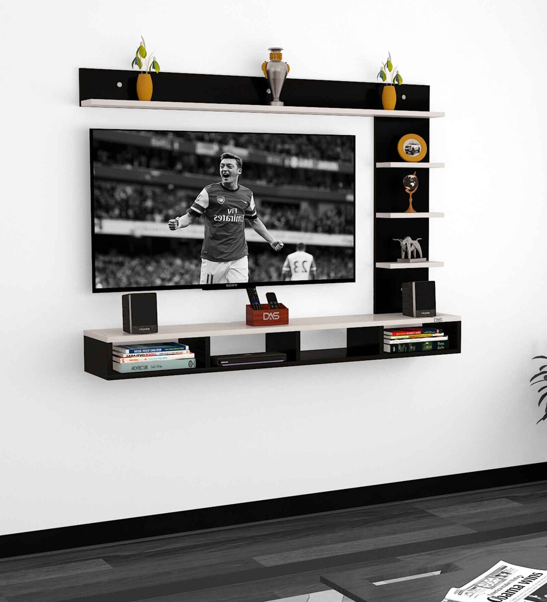 Buy Ambience TV Unit in Black & Frosty White Finish for TVs up to 55