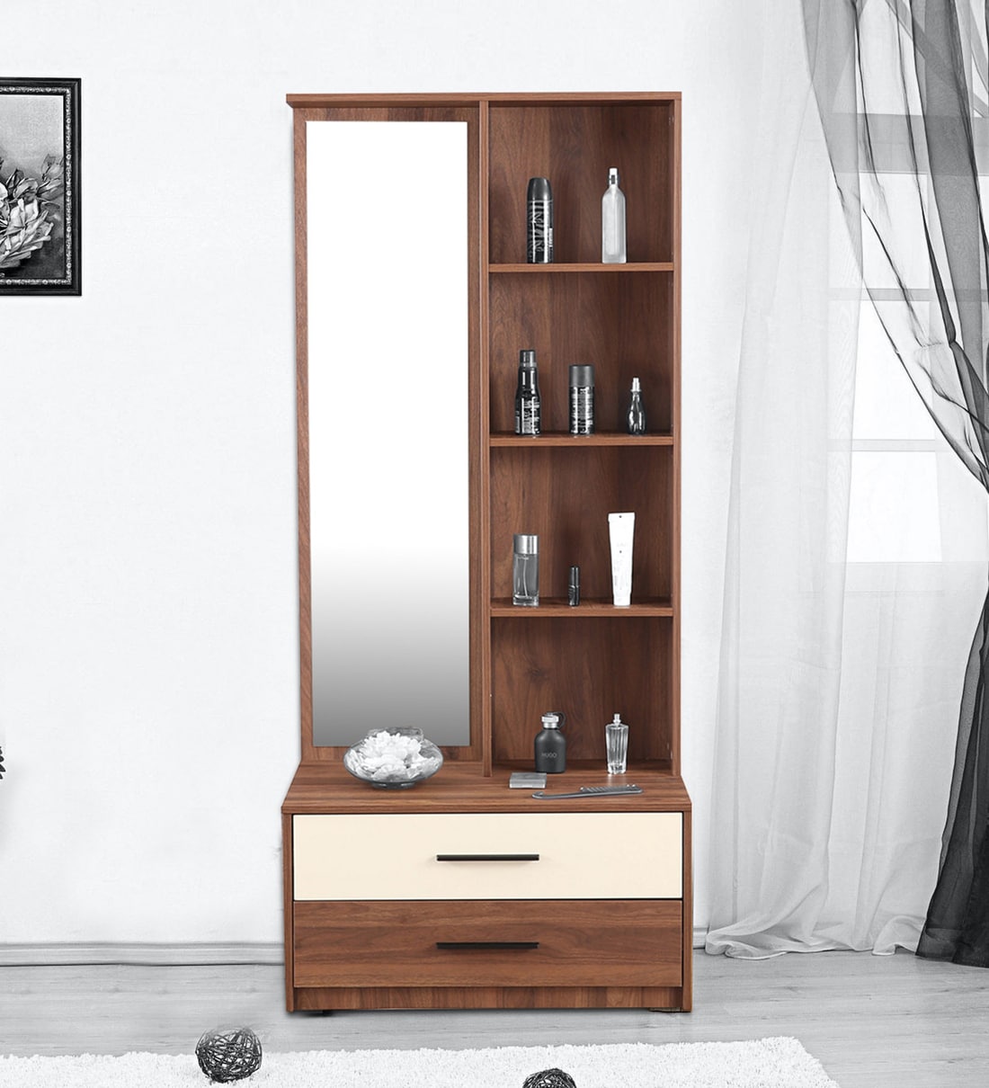 Buy Ambrosia Dressing Unit in Walnut & Off White Colour By HomeTown