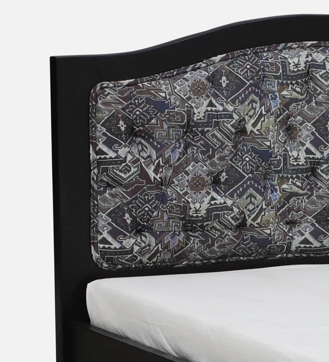 Buy Amiens Solid Wood Single Bed with upholstered Headrest in Dark